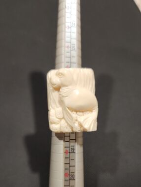Carved Cream Animal Ring - Intricate Seal/Sea Lion Design